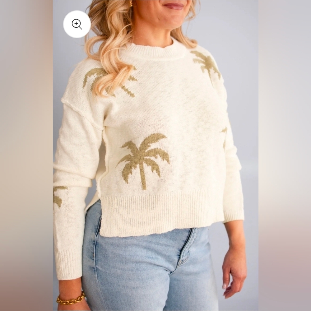 Blue Palm Tree Sweater - Picture 5 of 5